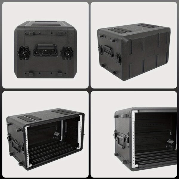 6U Rack Case Shallow 30.48cm Depth, 48.26cm Rackmount Flight Road Travel Case, Protective Hard Case with Customized Foam, Wireless Mic System Storage/Amp/Effect/DJ Mixer