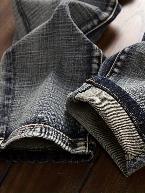 product-fancy-5be00d55-fff8-4752-8dcf-679f84cf5f6f Middle Eastern Autumn European & American Trendy Denim Jeans for Men - Embroidered Slim Fit Skinny Pants, Retro Vintage Youth Patchwork Casual Long Trousers with Zipper