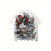 Men's SANSYAS Dragon & Floral Print T-Shirt - Black Casual Streetwear Tee with Bold Graphic Design, Loose Fit Short Sleeve for Parties & Casual Attire, Dragon T Shirt