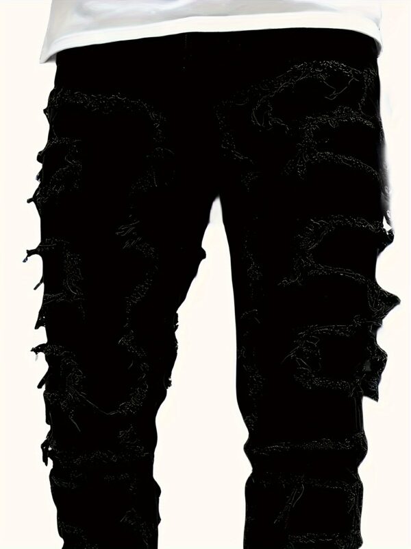 Men's Stretch Skinny Jeans - Slim Fit Stretch Pants, All-Season Formal & Casual Pants for Everyday Special Occasions, Versatile Clothing, Distressed Look, Comfortable Fit, Stylish Trousers, Young Adults