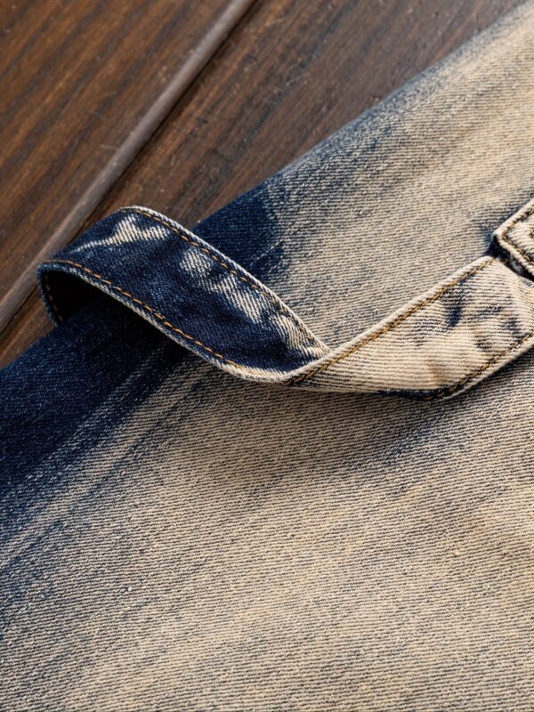 Men's Slim-Fit Vintage Motorcycle Jeans - Straight-Leg Heavy-Duty Blue/Beige Tie-Dye Pants, All-Season Machine Washable Streetwear for Casual & Formal Outfits, Everyday Fashion, Distressed Denim Design, Reinforced Stitching