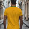 Men'S Brazil Soccer Jersey T-Shirt - Yellow with Green & Blue Print, "Brasil Rio de Janeiro" Design, Short Sleeve, Round Neck, Polyester Knit Fabric, Perfect for Summer Outdoor Activities & Casual Wear, Soccer Shirts