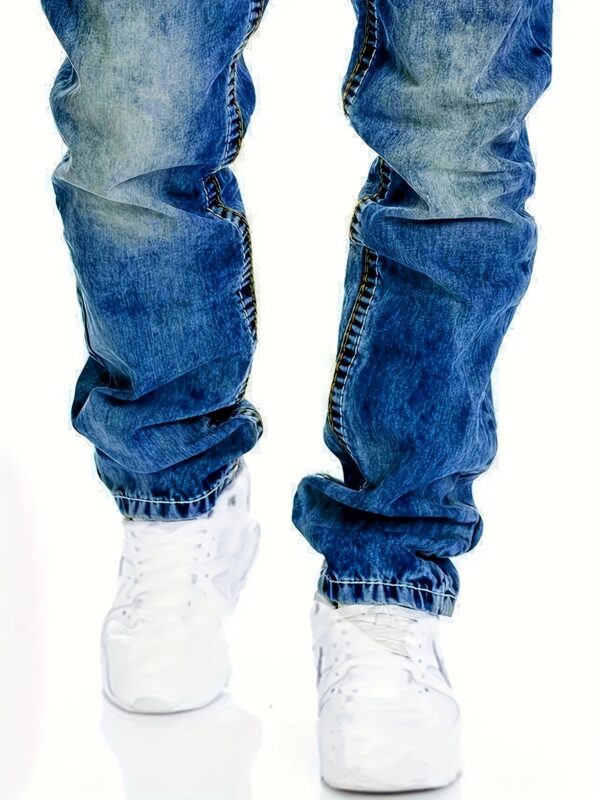 Men's Classic Straight-Leg Jeans - Non-See-Through Stretch Denim Pants, Machine Washable All-Season Everyday & Formal Wear for Men, Versatile Clothing, Modern Denim, Nontransparent Fabric