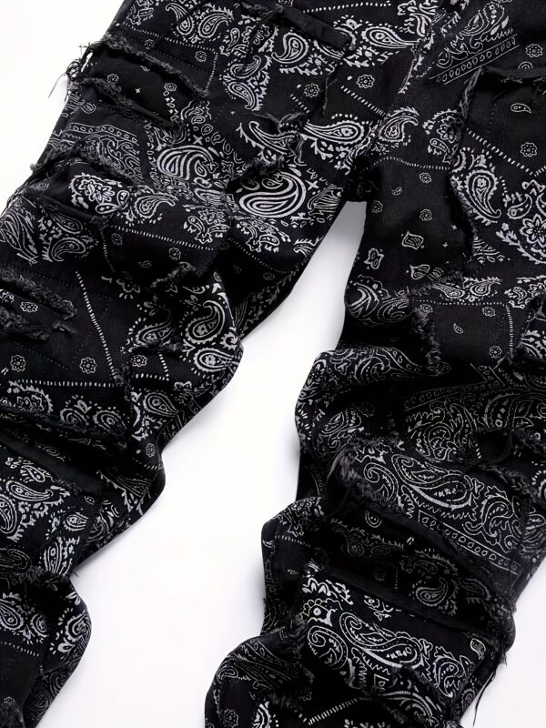 product-fancy-7c914626-4dac-4358-9b72-3293ec908f61 Men's Elastic Waist Fashion Print Jeans