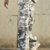 Men'S Washed Camo High-Street Style Cargo Straight-Leg Jeans - Loose Fit, Non-Stretch Denim, Casual All-Season Wear with Raw Wash Detail, Comfortable Denim Jeans | Streetwear Fashion | Versatile Clothing, High Street Jeans