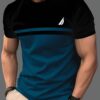 product-fancy-84cd37cb-c272-49de-a32f-036d109cd0dd 5pcs Men'S Color Block T-Shirts - 3D Digital Print, Short Sleeve, Regular Fit, Breathable Polyester Blend, Summer Casual Wear, Black with Red/Blue/Green/Beige/Gray Contrast Stripes, Sports T Shirts