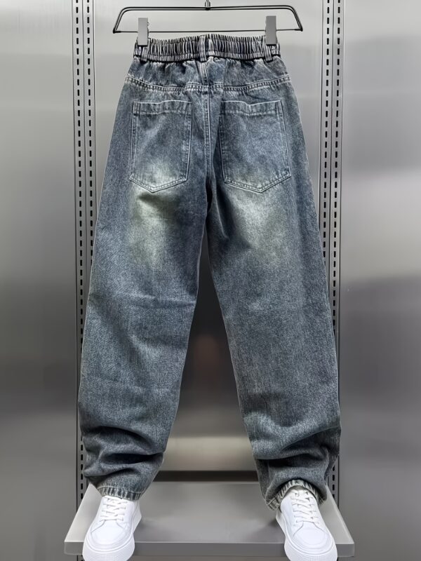 Men'S Casual Loose Fit Jeans - Distressed Denim with Drawstring Waist, Multiple Pockets, All-Season Comfort, Casual Attire|Distressed Jeans|Comfortable Jeans