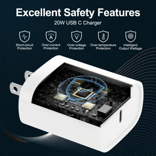 3 Sets of 20W USB-C Wall Chargers with 182.88cm Cables, PD 3.0 Fast Charging Adapters, Universal Compatibility, Lightweight Design, 110V/220V Operation, 10-20W Output Power, US Plug, No Battery Included