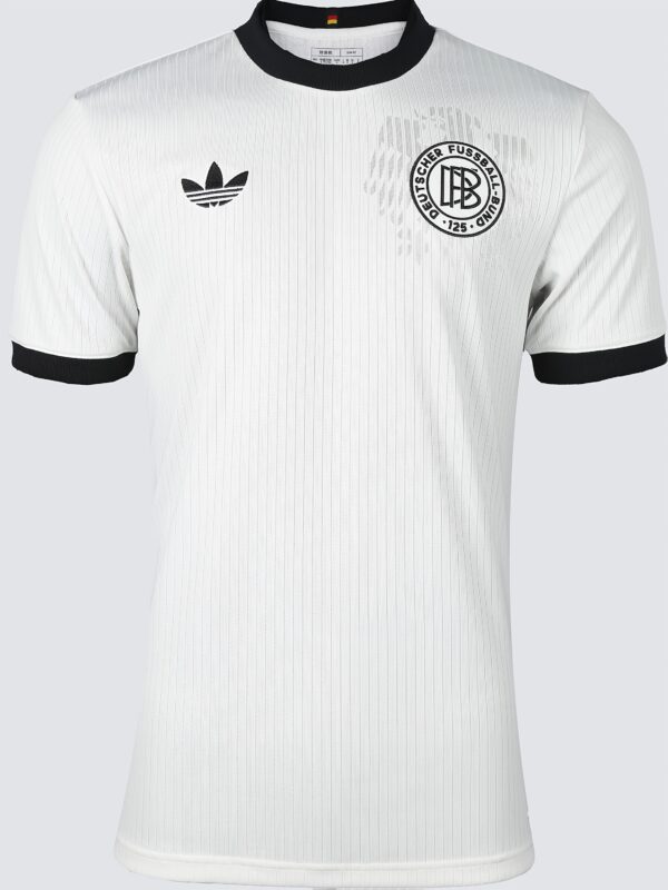 product-fancy-86987699-01c8-4d55-b969-5d9f12d4e391 Adidas DFB Germany National Team 125th Anniversary Jersey - Limited Edition Fan Version, Officially Licensed Retro Design with Black & White Color Block, Breathable Summer Short Sleeve Shirt for Men's Casual & Soccer Apparel
