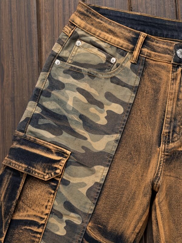 product-fancy-87827942-d4ae-4ad4-ab60-25b82c307167 Men's Industrial workpants - Stretch Jeans-like fit with Utility Cargo Pants functionality, Multiple bindings for Secure Fit - All-Season Everyday & Professional Pants for Construction, Casual Outfits - Non-See-Through Fabric, Outdoor Activities, Geometric Pattern, Hand Washable, Construction Workers