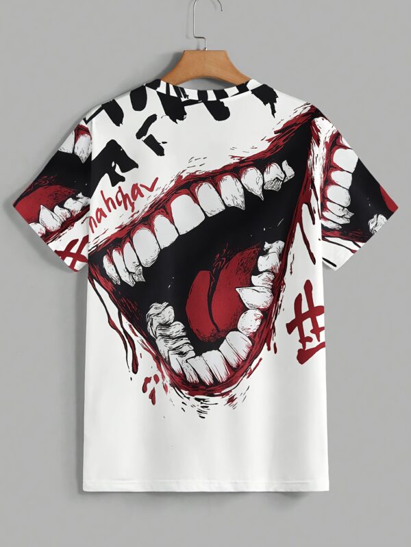 Men'S Novelty Print Casual Short Sleeve T-Shirt, Polyester Crew Neck Tee with Slight Stretch, Knit Fabric Patterned Design for Summer