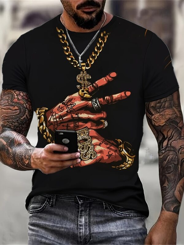 product-fancy-8a1694cb-ffd8-4511-842c-b1606521c61c Men's Hands Print T-shirt, Casual Short Sleeve Crew Neck Tee, Men's Clothing For Outdoor