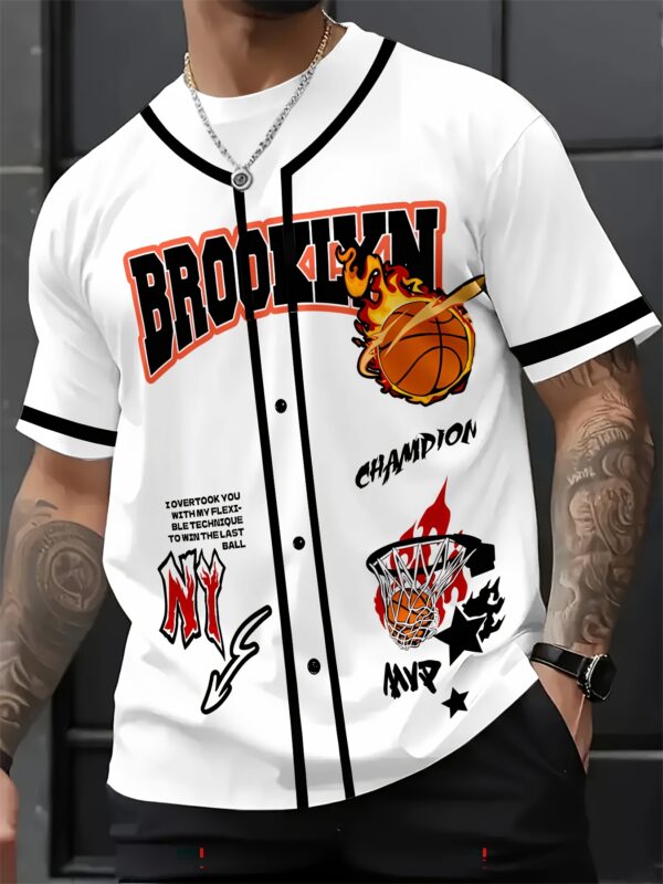 Street Style Men's Summer New Arrival Fashion Casual Short Sleeve Top with 3D Print, 100% Polyester Breathable Mesh Basketball Jersey Sportswear Daily Fashion Leisure Shirt Round Neck Pullover T-Shirt