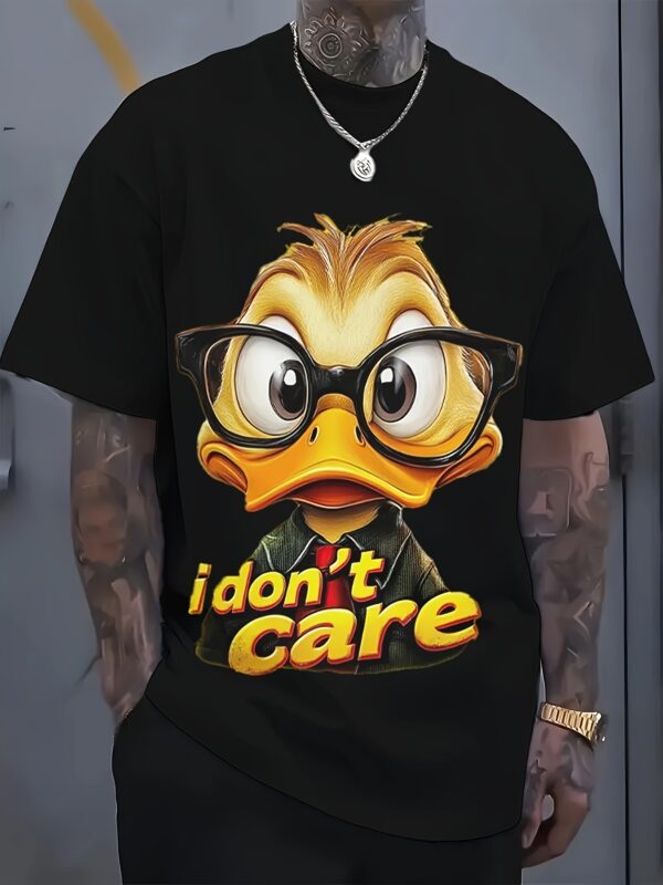 1pc Men's 3D Digital Print Yellow Duck with Glasses Graphic T-Shirt, Comfortable Round Neck Short Sleeve Tee, Regular Fit for Spring, Summer & Fall, Duck T Shirt