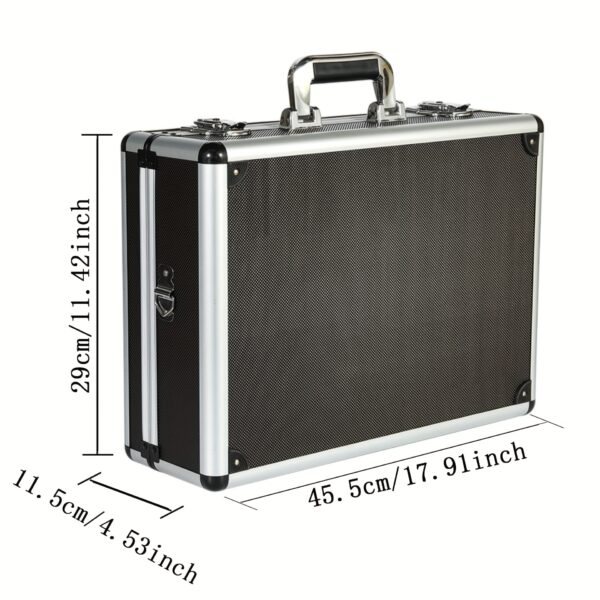 Practical Aluminum Alloy Toolbox, Portable Carrying Case with Rounded Silvery Frame for Tools and Documents, Large Capacity Storage with Built-in Sponge for DIY Organization