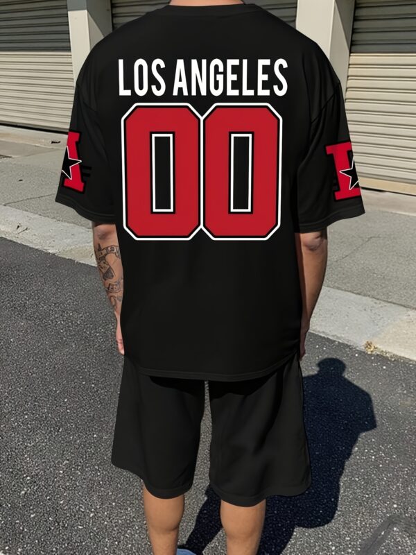 product-fancy-91a74934-d6f2-4036-9219-d6b68297e95d Men'S Summer Casual Short Sleeve T-Shirt and Shorts Set 2pcs, Fresh T-Shirt and Shorts Set, Slightly Elastic Polyester Knit Fabric, Regular Style, Shorts, Suitable for Summer Outdoor Activities and Family Gatherings