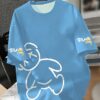 1pc Men'S Casual Summer T-Shirt with Cartoon Bear & "BEAR COOL" Print - Light Blue, Slight Stretch, Regular Fit, Round Neck, Short Sleeve, Perfect for Casual Attire & Weekend Outings, Ideal Gift for Friends, Casual Wear Tee | Playful Graphic Tee | Stretchy Fabric