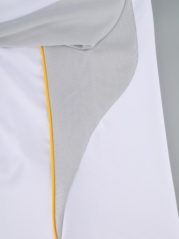 Men'S Adidas Real Madrid Home Jersey - Long Sleeve, White with Yellow & Black Stripes, "Emirates Fly Better" Logo, Regular Fit, Casual Soccer Top for Spring/Fall, Soccer Jersey|Striped Design|Durable Fabric