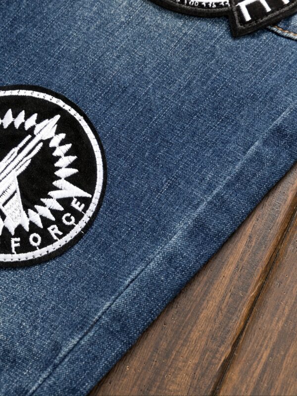 product-fancy-942624f4-72c3-4b4c-817d-1c97a03fbea1 Men's Vintage Streetwear Distressed Skinny Jeans with Frayed Hem & Blue Wash - Light Blue Denim Slim-Fit Stretch Pants, Machine Washable for Casual & Semi-Formal Outfits (Skull/Peace Sign/Butterfly Patch Design)