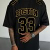 product-fancy-974aa7d0-62bd-4c20-a6a7-4d87fb98f4a0 Men'S Boston 33 Jersey T-Shirt - Pink Casual Summer Tee with Black Number & Letter Print, Loose Fit Round Neck Tshirt for Adults, Fan Apparel, Comfortable Clothing, Durable Fabric, Perfect for Outdoor