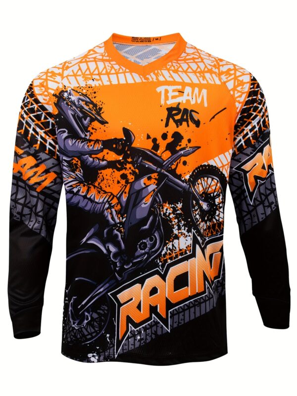 product-fancy-97a71e10-a9c1-4870-86d4-7dfe9acb0355 Men's Long Sleeve MTB Racing Downhill Bike Jersey - Full Coverage Motocross Shirt with Neon Green Motorcycle Graphic, Sweat-Wicking Breathable Polyester Racing Suit for Mountain Bike, Dirt Track, Motorcycle - All-Season Off-Road Cycling Apparel, Motocross Jersey, Outdoor Sports Apparel, Sporty Vneck Design, Raglan Sleeves Top, Highquality Print, Durable Sportswear