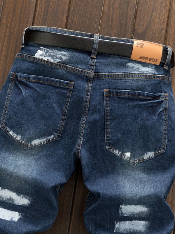 product-fancy-9a1f6d55-afbe-4cb7-ad97-54f70a26c1b2 Men's Vintage Streetwear Distressed Skinny Jeans with Frayed Hem & Blue Wash - Light Blue Denim Slim-Fit Stretch Pants, Machine Washable for Casual & Semi-Formal Outfits (Skull/Peace Sign/Butterfly Patch Design)