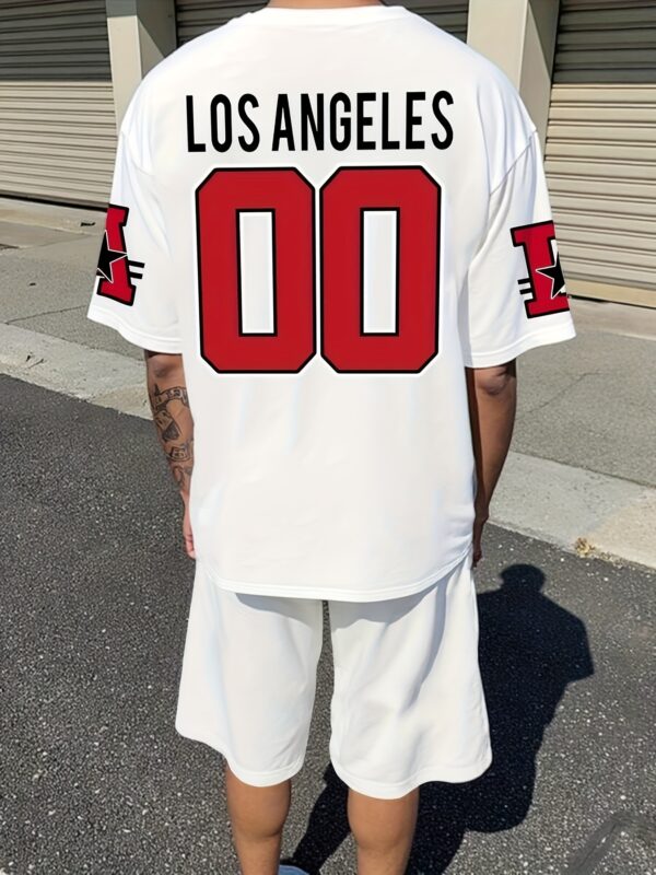 product-fancy-9bfa7312-1349-47b3-a511-6ad74962c6ad Men'S Summer Casual Short Sleeve T-Shirt and Shorts Set 2pcs, Fresh T-Shirt and Shorts Set, Slightly Elastic Polyester Knit Fabric, Regular Style, Shorts, Suitable for Summer Outdoor Activities and Family Gatherings