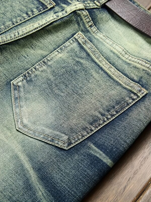 Men's Slim-Fit Distressed Denim Jeans with Stretch Comfort - Creative Ripped & Tie-Dye Design, Machine Washable Casual Pants for All-Season Wear