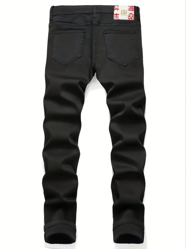 Men'S KING Black Denim Jeans with Golden Lettering - Casual Regular Fit, Washed Blue Jean Style, Comfortable All-Season Wear, Everyday Jeans|Washed Denim Jeans|Durable Jeans