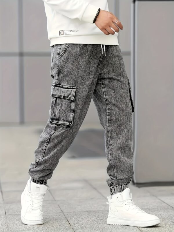 Men's Slim-Fit Work Pants - Non-Stretch Jeans with Functional Side Pockets, All-Season Formal & Casual Jeans for Everyday Special Occasions, Versatile Clothing, Contemporary Fashion, Sturdy Construction, Urban Style