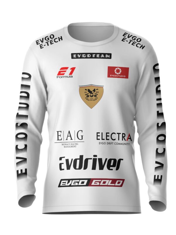 Men's High-Stretch Long Sleeve Round Neck T-Shirt with Racing Print, Fitness and Sports Fashion, Polyester and Spandex Blend