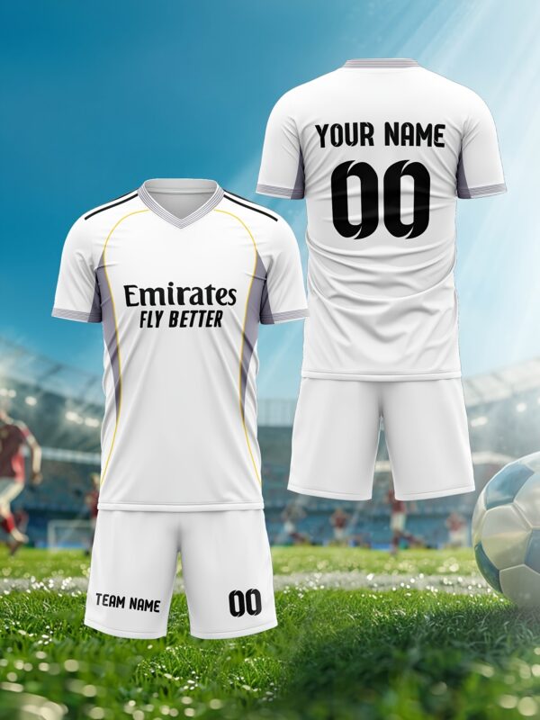 Customizable Men'S Soccer Jersey Set - Personalized Name & Number, Breathable Quick-Dry Fabric, V-Neck T-Shirt & Shorts Combo for Training, Competition, and Team Sports