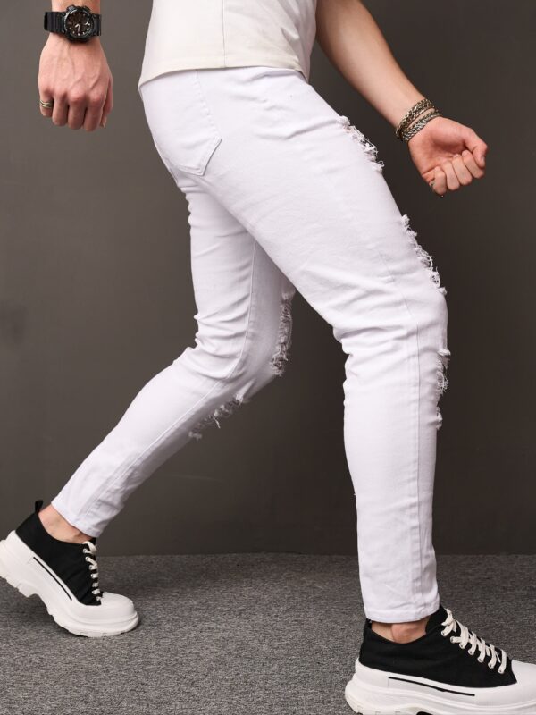 product-fancy-a795f0d4-b3e6-4a17-be1b-d7c37a25e0da Men's Slim-Fit Straight-Leg White Jeans - Stretch Comfort Mid-Rise Office Commuter Pants, Machine Washable All-Season Casual Trousers for Adults