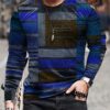 Men's Colorful And Irregular Plaid Pattern Crew Neck And Long Sleeve T-shirt, Tops For Spring And Autumn Outdoors And Sports Wear