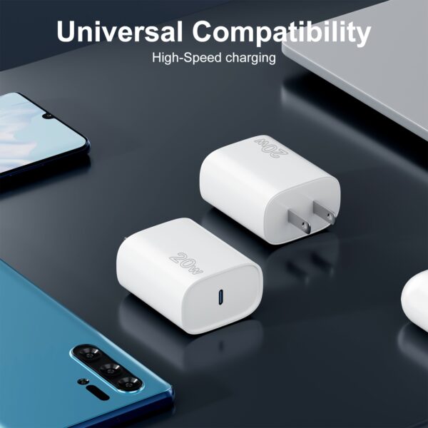 3 Sets of 20W USB-C Wall Chargers with 182.88cm Cables, PD 3.0 Fast Charging Adapters, Universal Compatibility, Lightweight Design, 110V/220V Operation, 10-20W Output Power, US Plug, No Battery Included