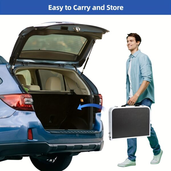 Portable Aluminum Folding Camping Table - Adjustable Height Lightweight with Carry Handle, Compact Foldable Design & Sturdy Legs for Outdoor Cooking, Picnic, Beach, Camp, Boat, Travel, Camping Table Foldable, Boat Table, Modern Slatted Top, Sturdy Construction