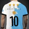 Men's Argentina National Team Soccer T-Shirt - Official Style 3D Printed Emblem with Number 10 Jersey Design, 1970-2026 History, Lightweight Polyester, Machine Washable Fan Apparel for & Football Supporters
