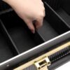 Hexagonal Aluminum Alloy Toolbox - Black & Golden Professional-Grade Multi-Compartment Organizer for Hairstylists, Makeup Artists & Electricians - Durable Portable Metal Tool Storage Case with Secure Latches, Goldtoned Hardware
