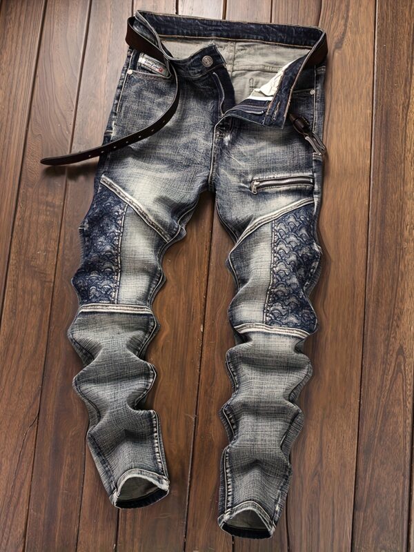 product-fancy-aef75723-ecb5-46de-8294-76f45ce45e4b Middle Eastern Autumn European & American Trendy Denim Jeans for Men - Embroidered Slim Fit Skinny Pants, Retro Vintage Youth Patchwork Casual Long Trousers with Zipper