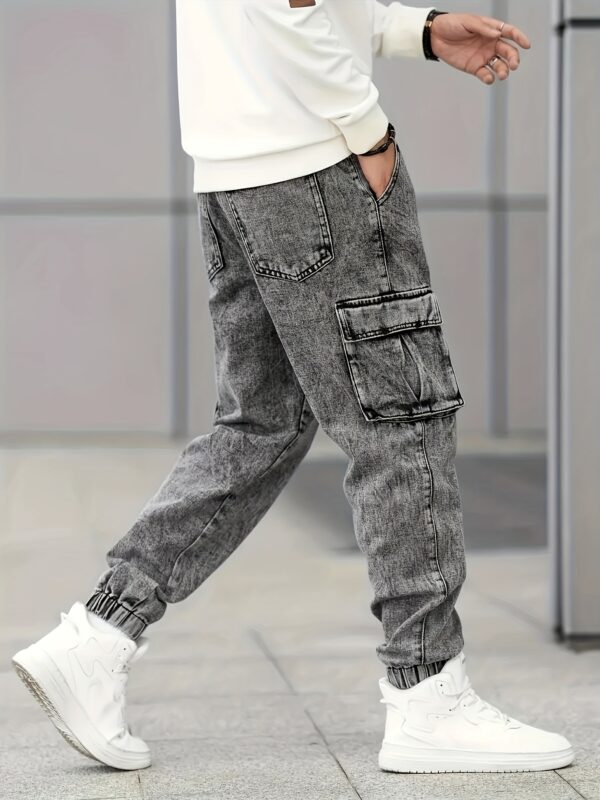 Men's Slim-Fit Work Pants - Non-Stretch Jeans with Functional Side Pockets, All-Season Formal & Casual Jeans for Everyday Special Occasions, Versatile Clothing, Contemporary Fashion, Sturdy Construction, Urban Style