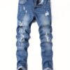 product-fancy-b129082d-9010-4c0d-a85a-a018e27a00ef Men's Stretchy Jeans with Ripped Holes - Trendy and Versatile Long Pants
