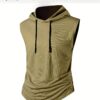 3pcs Men's Quick-Dry Breathable Gym Hooded Tank Tops - Moisture-Wicking Workout Shirts with Adjustable Drawstring, Black/Navy/Olive Green for Summer Fitness & Casual Wear, Gym Clothes