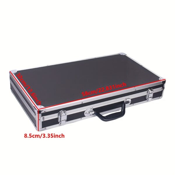 Aluminum Equipment Box In Toolbox Design, Portable And Spacious Mechanical Toolbox, Hard Case Measuring 58x32x8.5cm In A Rectangular Shape.