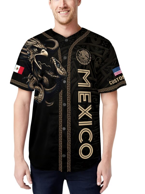 product-fancy-b3ad23f8-fdea-4fb5-9294-a2b83456d92c Mexico Men's Baseball Jersey with American Flag Print S-2XL, Unisex Gift, Non-Customizable