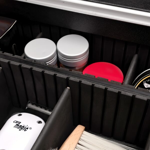 Hexagonal Aluminum Alloy Toolbox - Black & Golden Professional-Grade Multi-Compartment Organizer for Hairstylists, Makeup Artists & Electricians - Durable Portable Metal Tool Storage Case with Secure Latches, Goldtoned Hardware