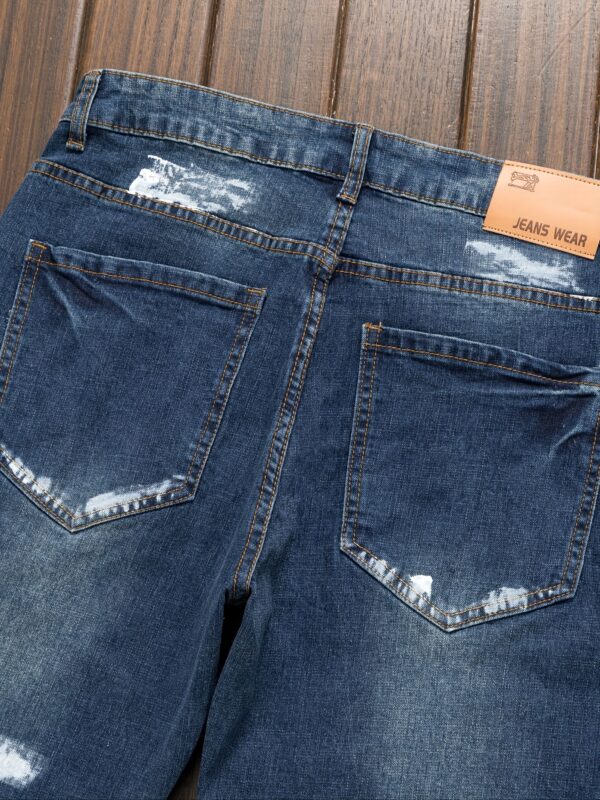 product-fancy-b8e1057a-6073-4e56-b4de-bbef1dc3f735 Men's Vintage Streetwear Distressed Skinny Jeans with Frayed Hem & Blue Wash - Light Blue Denim Slim-Fit Stretch Pants, Machine Washable for Casual & Semi-Formal Outfits (Skull/Peace Sign/Butterfly Patch Design)