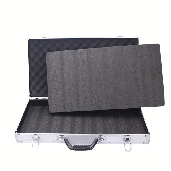 Aluminum Equipment Box In Toolbox Design, Portable And Spacious Mechanical Toolbox, Hard Case Measuring 58x32x8.5cm In A Rectangular Shape.