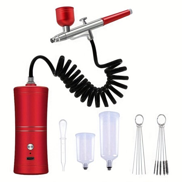 product-fancy-bcef3b88-610d-4e0c-b9ae-a95daab2f321 USB Rechargeable Spray Gun Kit - Portable Airbrush Set for Nail Art, Hair Coloring & Crafts with 20CC & 40CC Nozzles and Cleaning Brush
