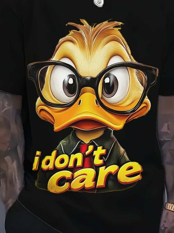 1pc Men's 3D Digital Print Yellow Duck with Glasses Graphic T-Shirt, Comfortable Round Neck Short Sleeve Tee, Regular Fit for Spring, Summer & Fall, Duck T Shirt