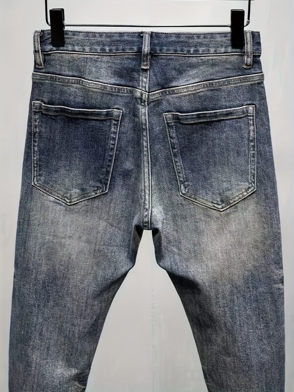 Men's Skinny Jeans - Slim Fit Stretch Jeans with Edgy Streetwear Style, All-Season Skinny Leg Pants for Urban Fashion & Casual Attire - Machine Washable Non-See-Through Denim, Versatile Clothing, Distressed Look, Comfortable Fit, Young Adults